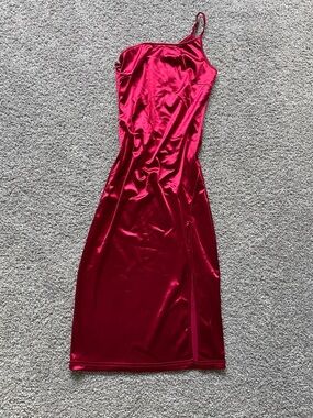 Red One-Shoulder Fitted Mini Dress